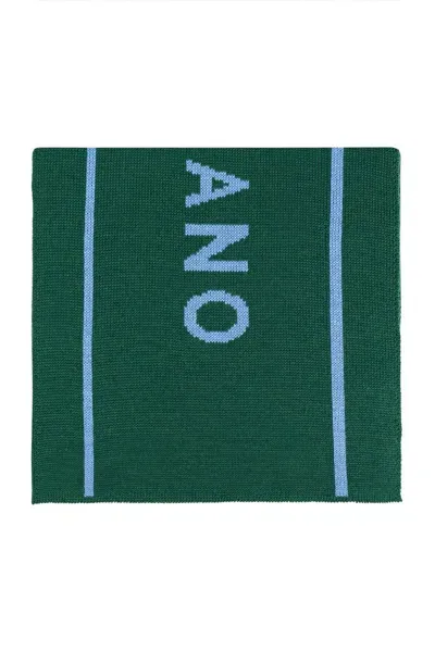 Moschino Logo Intarsia Finished Edge Scarf In Green