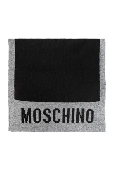 Moschino Logo Intarsia Scarf In Black