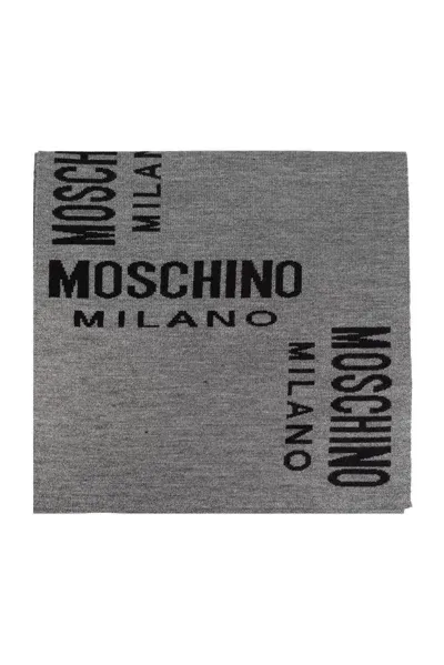 Moschino Logo Intarsia Scarf In Grey