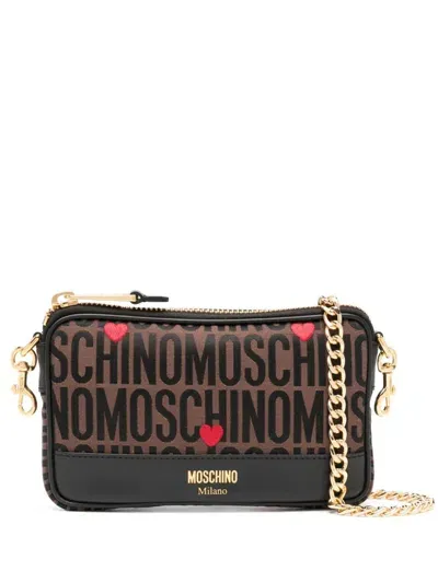 Moschino Logo-jacquard Tote Bag In Brown