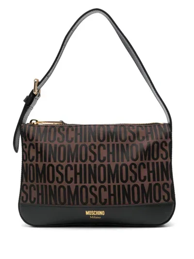 Moschino Logo-jacquard Tote Bag In Brown