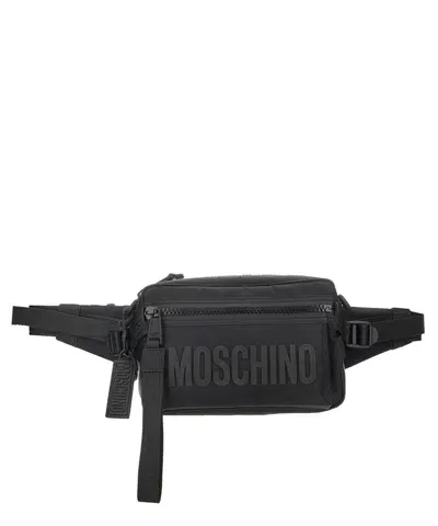 Moschino Logo Lettering Belt Bag In Black