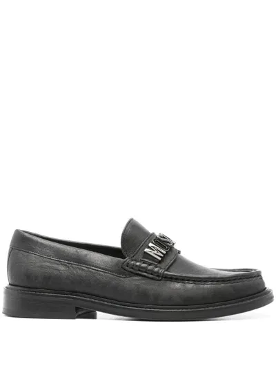 Moschino Logo-lettering Loafers In Black