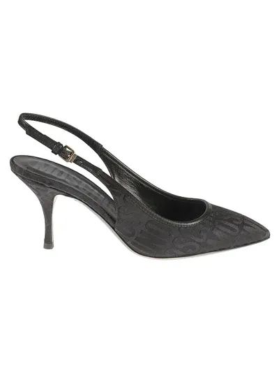 Moschino Logo Monogram Backstrap Pumps In Nero