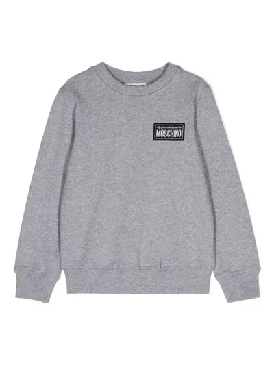 Moschino Kids' Logo-patch Mélange Sweatshirt In Grey