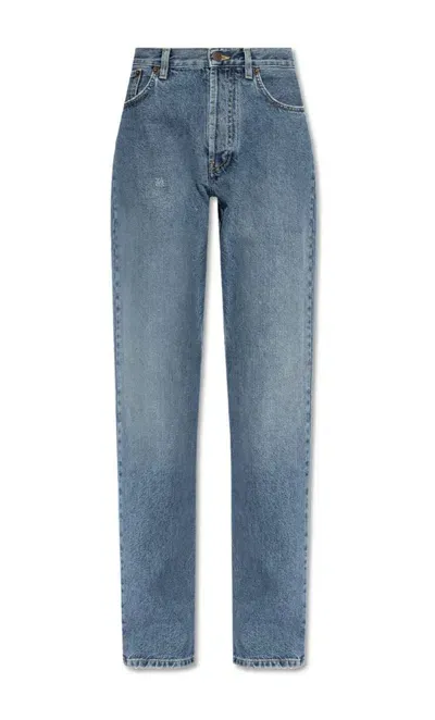 Moschino Logo Patch Straight Leg Jeans In Multicolour