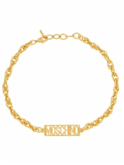 Moschino Logo Plaque Bracelet In Gold