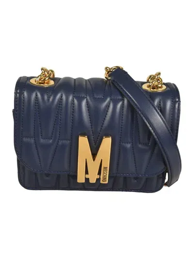 Moschino Logo Plaque Shoulder Bag In Blue