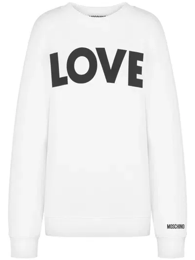 Moschino Logo-print Cotton Sweatshirt In White