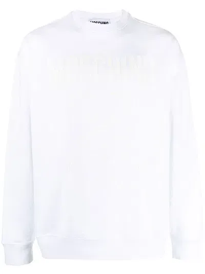 Moschino Logo-print Crew Neck Sweatshirt In White