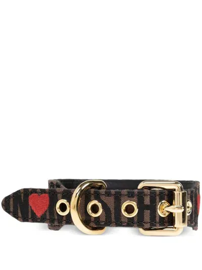 Moschino Logo-print Dog Collar In Brown