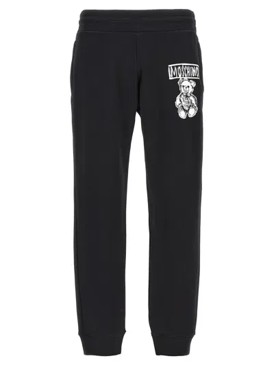 Moschino Logo Print Joggers Pants In Black