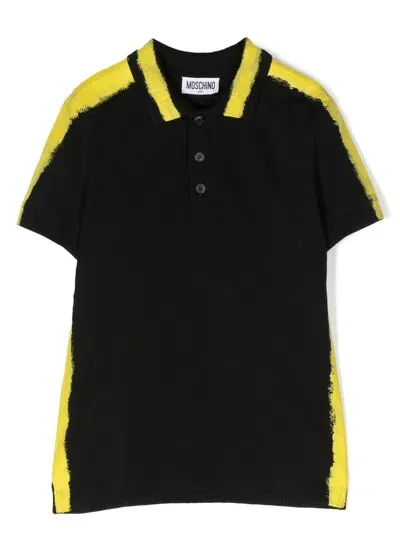 Moschino Kids' Logo-print Polo Shirt In Black