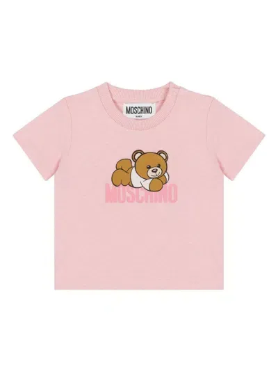 Moschino Babies' Logo-print T-shirt In Pink