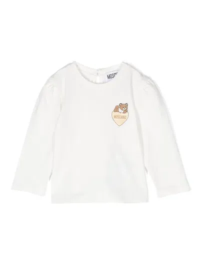 Moschino Babies' Logo-print T-shirt In White