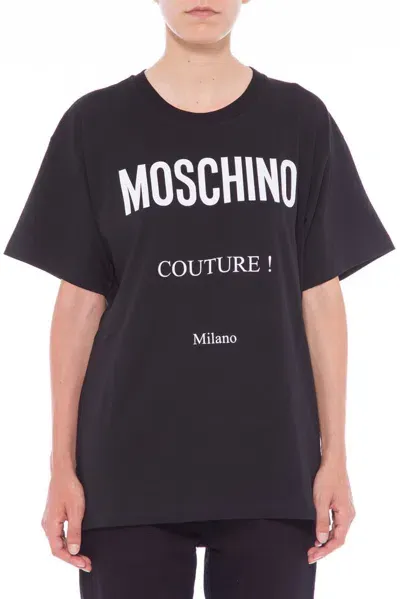 Moschino Logo Printed Crewneck T In Black