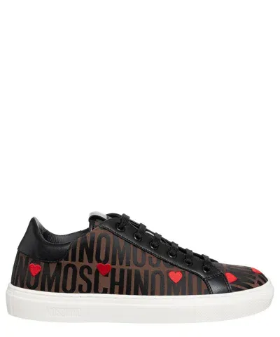 Moschino Logo Sneakers In Brown