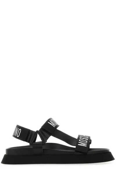 Moschino Logo Tape Platform Sandals In Black