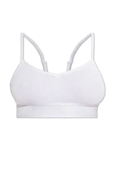 Moschino Logo Underband Ribbed Bra In White