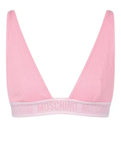 Moschino Logo-underband Triangle-cup Bra In Pink