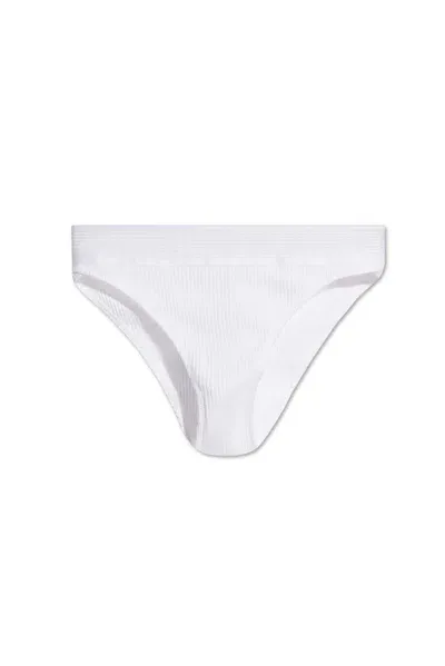 Moschino Logo Waistband Ribbed Briefs In White