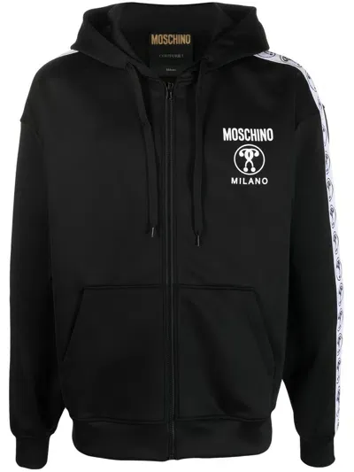 Moschino Long-sleeve Logo-print Hoodie In Schwarz