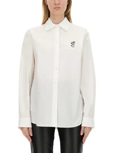 Moschino Long Sleeved Buttoned Shirt In White