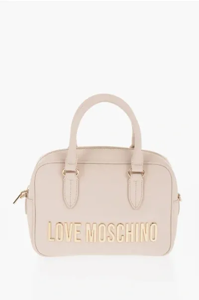 Moschino Love Faux Leather Handbag With Removable Shoulder Strap In Neutral