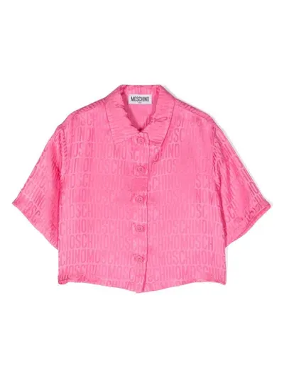 Moschino Monogram-jacquard Satin Shirt In 粉色