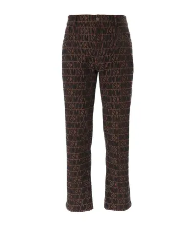 Moschino Monogram Jacquard Slim In Brown