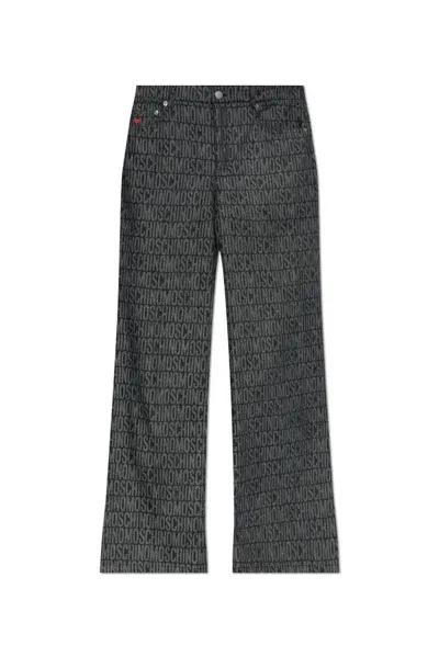 Moschino Monogrammed Heart Embroidered Jeans In Grey