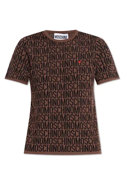 Moschino Monogrammed Short In Brown