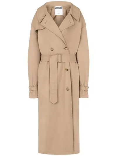 Moschino Notched-lapel Trench Coat In Beige