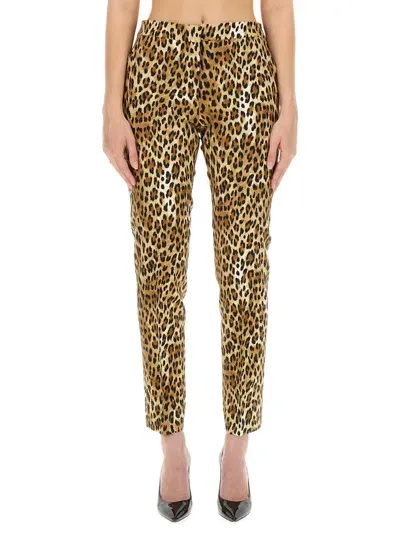 Moschino Pants With Animal Pattern In Multicolor