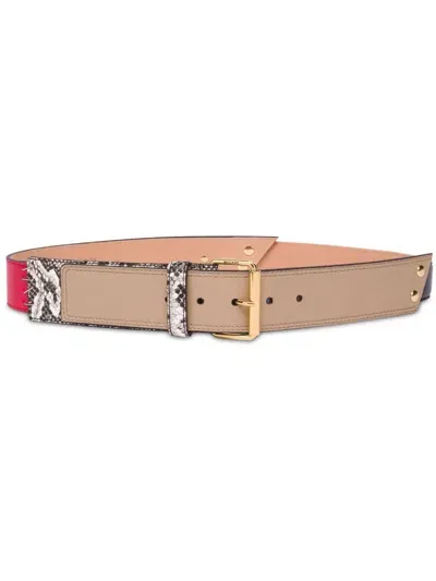 Moschino Patchwork Belt In Brown