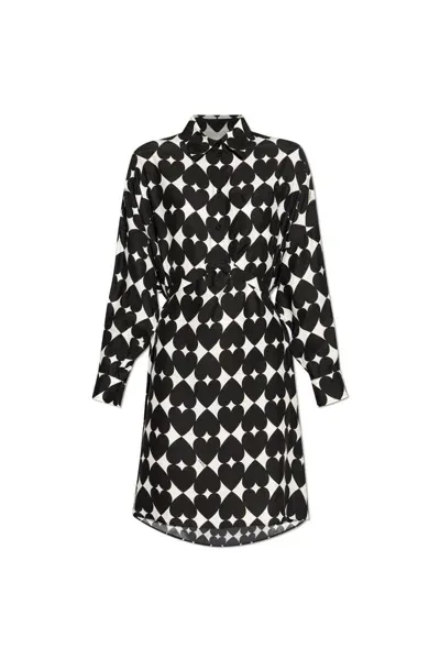 Moschino Patterned Collared Shirt Dress In Black