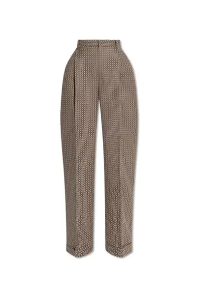 Moschino Patterned Pleated Pants In Beige