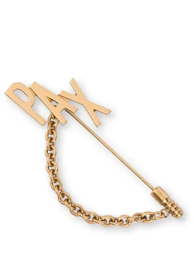 Moschino Pax-lettering Chain-detail Brooch In Gold