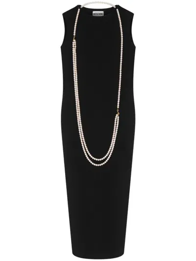 Moschino Pearl-embellished Midi Dress In Black