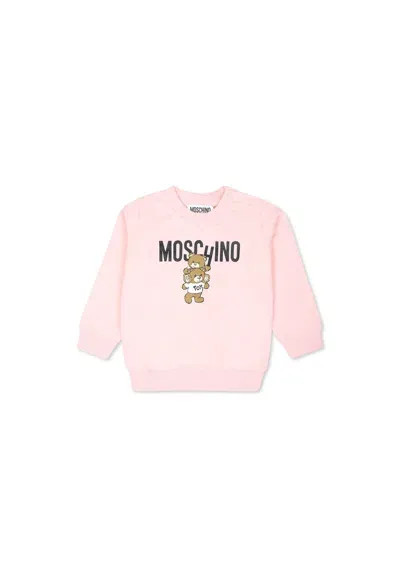 Moschino Babies' Teddy Bear-print Cotton Sweatshirt In Rosa