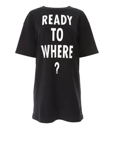 Moschino Ready To Where Printed Crewneck Mini Dress In Black