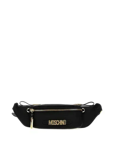 Moschino Logo Fanny Pack In Black