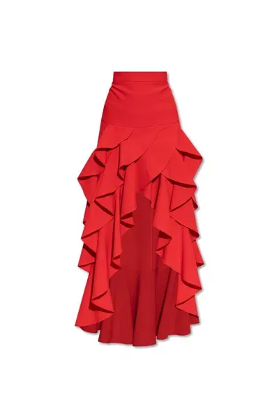 Moschino Ruffle Detailed Skirt In Red