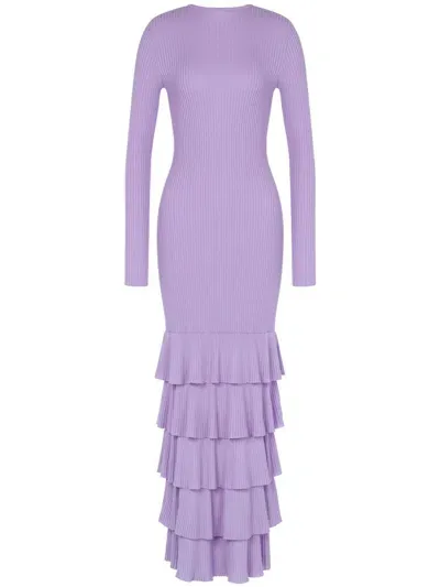 Moschino Ruffled Knitted Dress In Purple