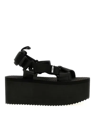 Moschino Logo Sandals In Black