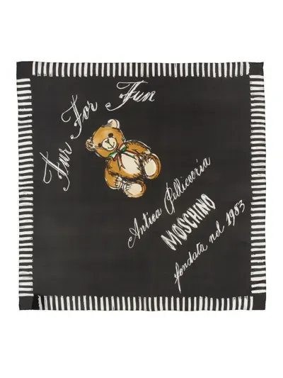 Moschino Silk Scarf In Black