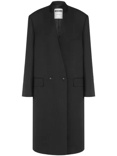 Moschino Single Breasted Virgin Wool Coat In Grey