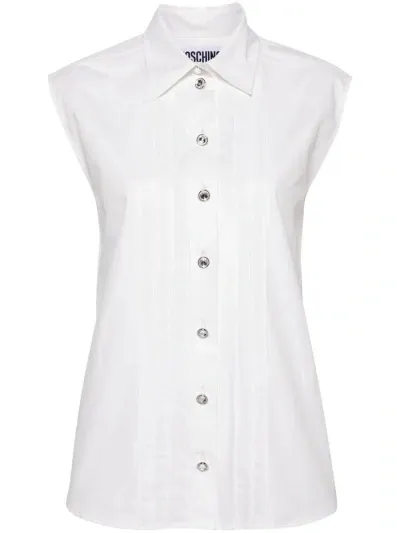 Moschino Sleeveless Shirt In Bianco