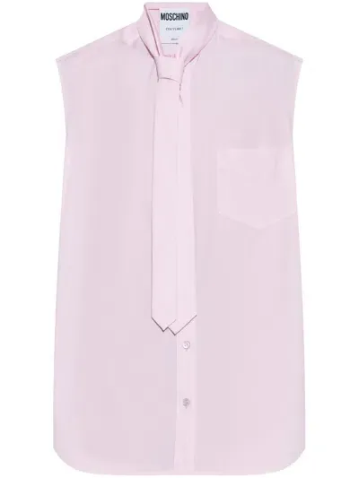 Moschino Sleveless Cotton Shirt In Pink