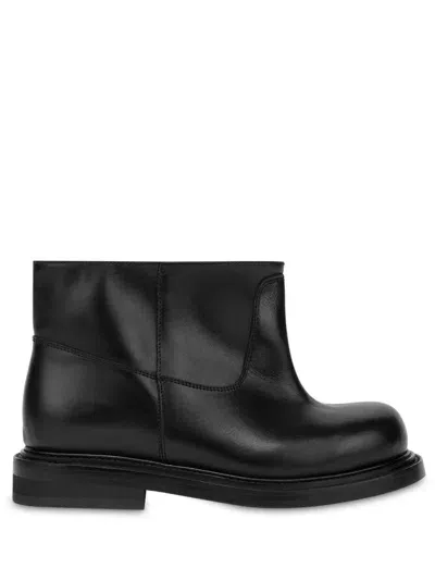 Moschino Slip-on Leather Ankle Boots In Black